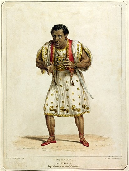 Portrait of Mr Edmund Kean (1787-1833) as Othello; engraved by W. Sheldricks von (after) E.F. Lambert
