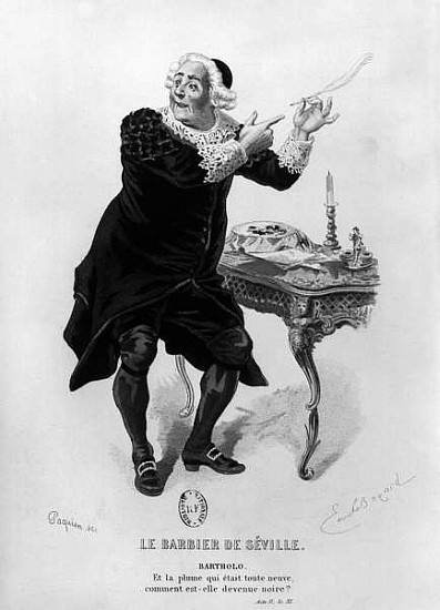 Bartholo, illustration from Act II Scene 11 of ''The Barber of Seville'' Pierre Augustin Caron de Be von (after) Emile Antoine Bayard