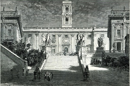 Facade of the Senatorial Palace, Rome von (after) Emile Theodore Therond