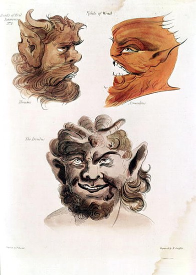 Heads of Evil Demons: Theumis, Asmodeus and The Incubus, illustrations from ''The Magus'', pub. 1801 von (after) Francis Barrett