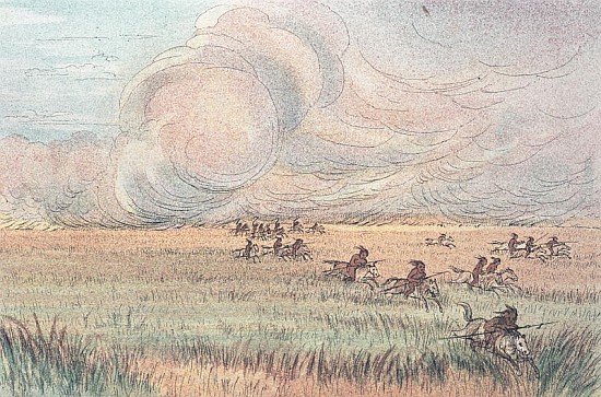 Missouri prairie fire von (after) George Catlin