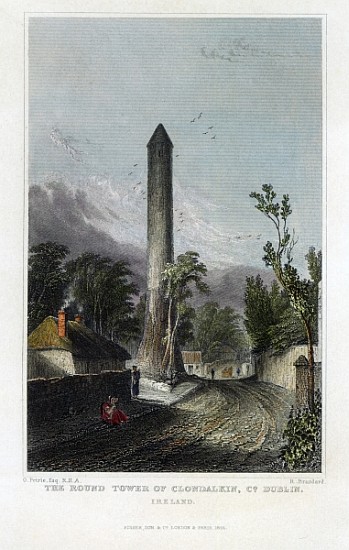 The Round Tower of Clondalkin; engraved by Robert Brandard von (after) George Petrie