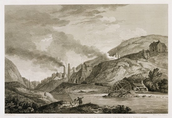 An Iron Work for Casting of Cannon and a Boreing Mill taken from the Madeley side of the River Sever von (after) George Robertson