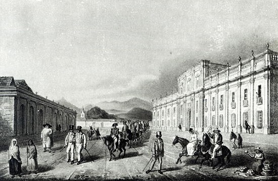 The Mint of Santiago, from ''Travels into Chile over the Andes in the years 1820 and 1821 '' (litho) von (after) George Snr Scharf