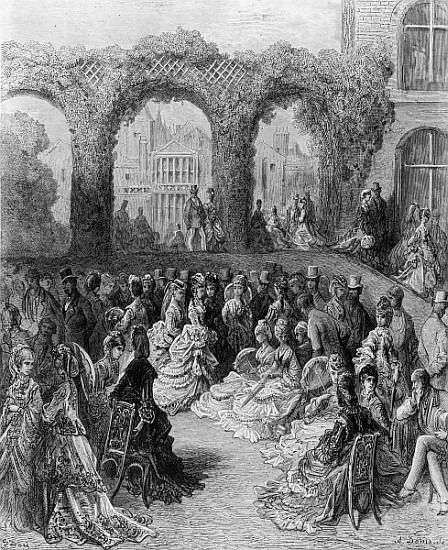 Holland House - A Garden Party, from ''London, a Pilgrimage'', written by William Blanchard Jerrolds von (after) Gustave Dore
