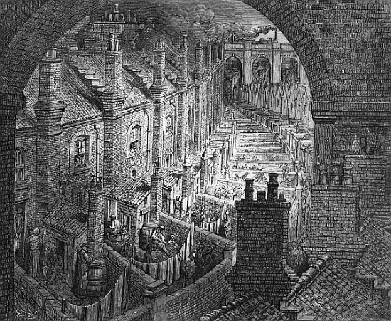 Over London - By Rail, from ''London, a Pilgrimage'', written by William Blanchard Jerrold (1826-94) von (after) Gustave Dore
