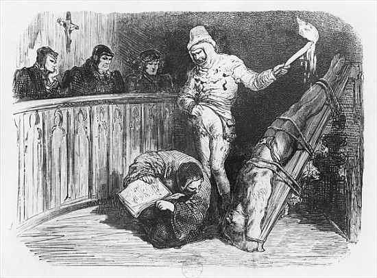 Scene of Inquisition, illustration from the ''Essais'' Michel Eyquem de Montaigne (1533-92) von (after) Gustave Dore