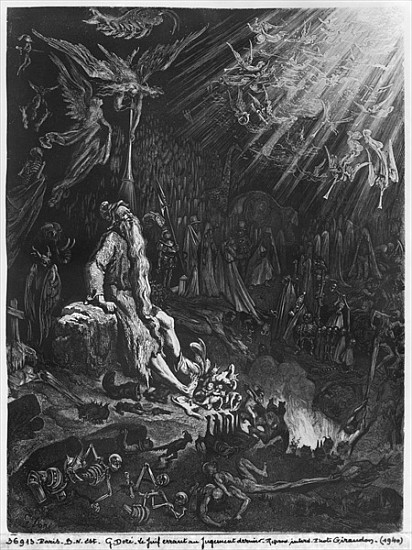 The Wandering Jew and the Last Judgement; engraved by Felix Jean Gauchard (1825-72) von (after) Gustave Dore
