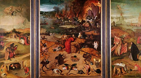 Triptych of the Temptation of St. Anthony von Hieronymus Bosch (Schule oder Inspiriert durch)