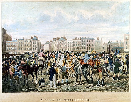 A View in Smithfield ; engraved by F.C. & C. Lewis von (after) Jacques Laurent Agasse