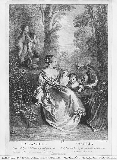 The Family; engraved by Pierre Aveline (c.1656-1722) von (after) Jean Antoine Watteau