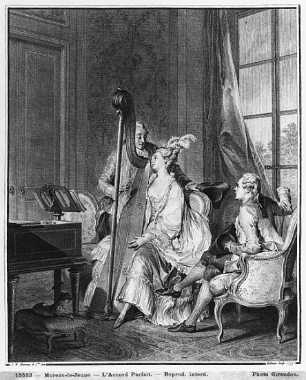 The perfect chord; engraved by Isidore Stanislas Helman (1749-1809) 1777 von (after) Jean Michel the Younger Moreau