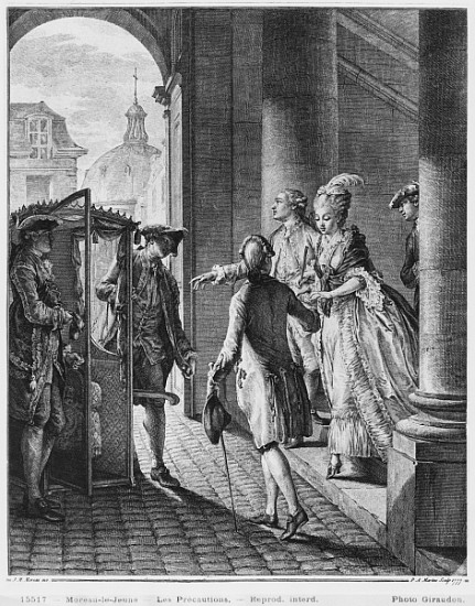 The Precautions; engraved by Pietro Antonio Martini (1739-97) von (after) Jean Michel the Younger Moreau