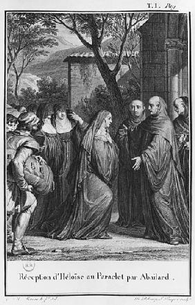 Abelard welcoming Heloise at Paraclete, illustration from ''Lettres d''Heloise et d''Abelard'', volu