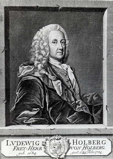 Ludvig Holberg; engraved by Johann Martin Bernigeroth von (after) Johan Roselius