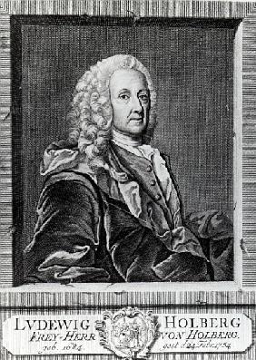 Ludvig Holberg; engraved by Johann Martin Bernigeroth