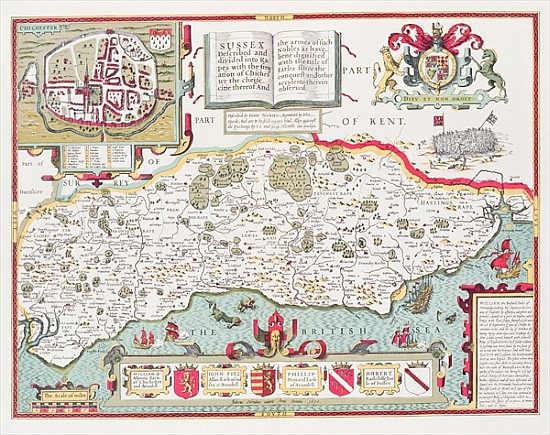 Sussex; engraved by Jodocus Hondius (1563-1612) from John Speed''s Theatre of the Empire of Great Br von (after) John Speed