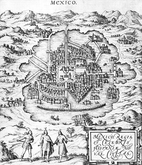 Map of Mexico, illustration from ''Civitates Orbis Terrarum'' Georg Braun (1541-1622) and Frans Hoge von (after) Joris Hoefnagel