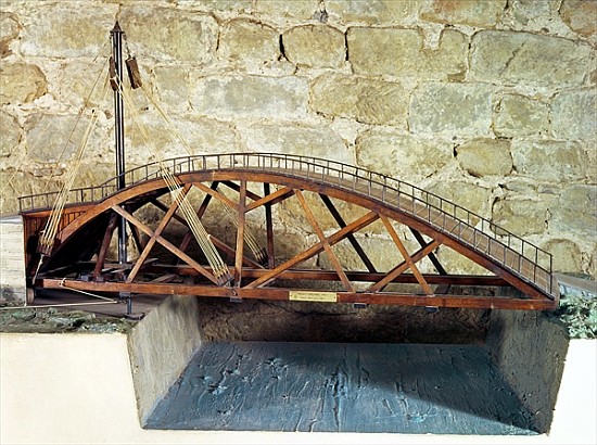 Model of a swing bridge made from one of Leonardo''s drawings von (after) Leonardo da Vinci