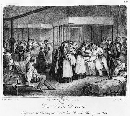 Sister Victoire Darras tending the cholera victims at the Hotel-Dieu of Chauny von (after) Napoleon Thomas