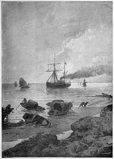 The steamship Vladivostok on the Yangtze River, part of the Tsarevich''s ''Eastern Journey'' von (after) Nikolay Karazin