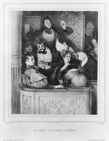 A front theatre box; engraved by Julien von (after) Paul Gavarni