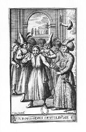 Illustration from ''Le Bourgeois Gentilhomme'' Moliere (1622-73) ; engraved by Jean Sauve (fl.1660-9