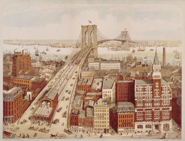 Brooklyn Bridge, c.1883 von (after) R. Schwarz