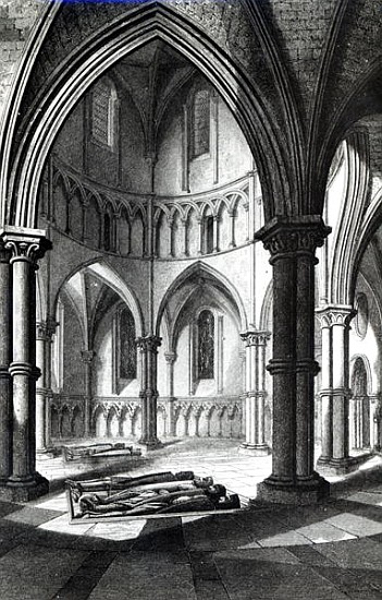 Interior of the Temple Church showing the effigies of the Knights9b/w photo) von (after) R.W. Billings