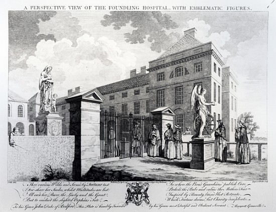 A perspective view of the Foundling Hospital; engraved by Edward Rooker von (after) Samuel Wale