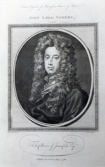 John, Lord Somers; engraved by John Golder von (after) Sir Godfrey Kneller