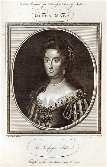 Queen Mary at Kensington Palace; engraved for Harrison''s Edition of Rapin, published 8th January 17 von (after) Sir Godfrey Kneller