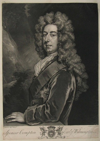 Spencer Compton, Earl of Wilmington, print John Faber von (after) Sir Godfrey Kneller