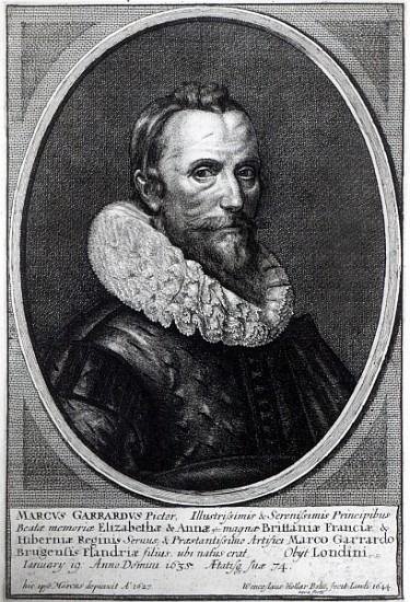 Self Portrait; engraved by Wenceslaus Hollar von (after) the Younger Gheeraerts Marcus