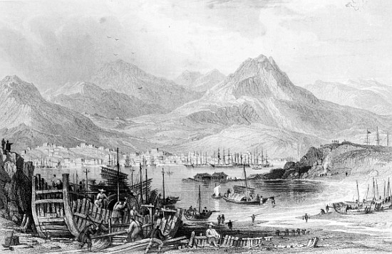 Hong-Kong from Kow-loon; engraved by Samuel Fisher von (after) Thomas Allom