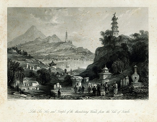 Lake See-Hoo and the Temple of the Thundering Winds, from the Vale of Tombs; engraved by J.C. Bentle von (after) Thomas Allom