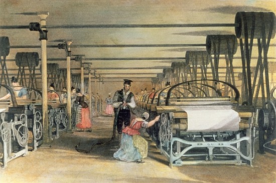 Power loom weaving von (after) Thomas Allom