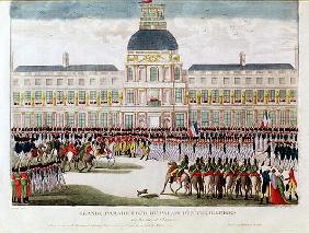 Parade in the Courtyard of the Palais des Tuileries in the Presence of the Emperor; engraved by Blan