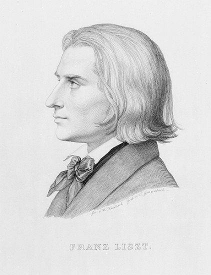 Franz Liszt; engraved by Gonzenbach von (after) Wilhelm von Kaulbach