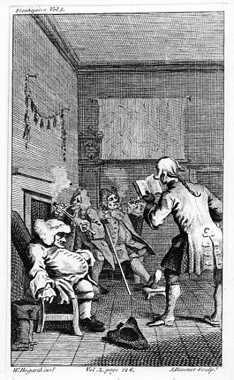Corporal Trim reading a sermon, frontispiece to ''The Life and Opinions of Tristram Shandy, Gentlema von (after) William Hogarth