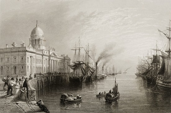 The Custom House, Dublin, from ''Scenery and Antiquities of Ireland'' von (after) William Henry Bartlett