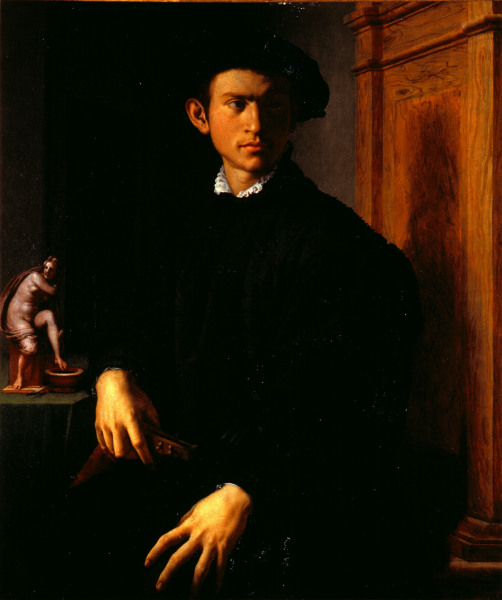 A.Bronzino / Young Man w.Lute /c.1530/40 von Agnolo Bronzino