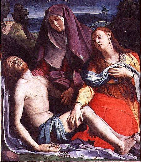 The Dead Christ with the Virgin and St. Mary Magdalene von Agnolo Bronzino