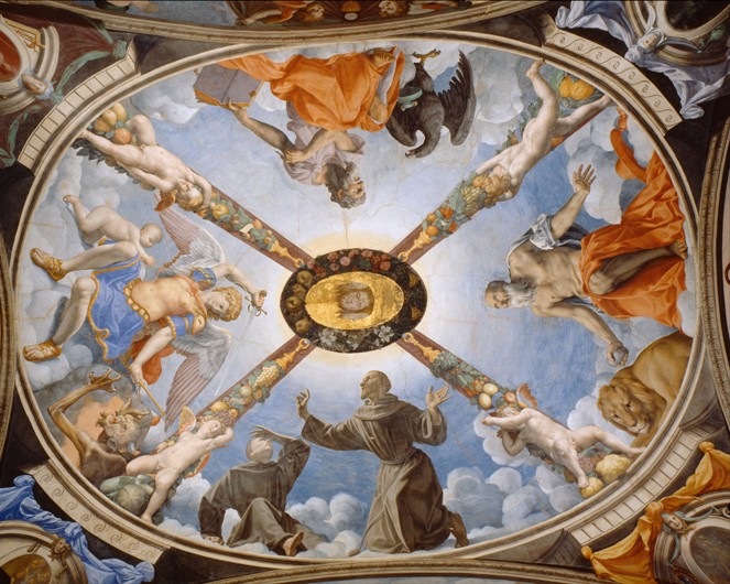 Decken-Fresko der Kapelle der Eleonora da Toledo im Palazzo Vecchio von Agnolo Bronzino