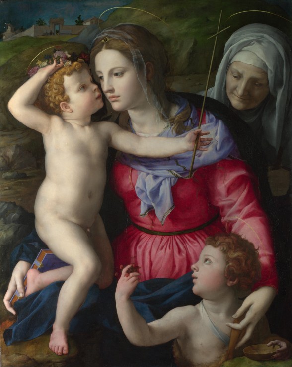 Madonna und Kind mit Heiligen Johannes dem Täufer und Elisabeth von Agnolo Bronzino