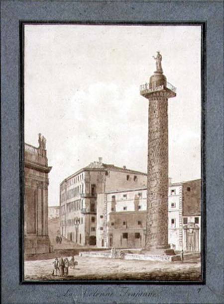 Trajan's Column, Rome  & ink and sepia wash on von Agostino Tofanelli