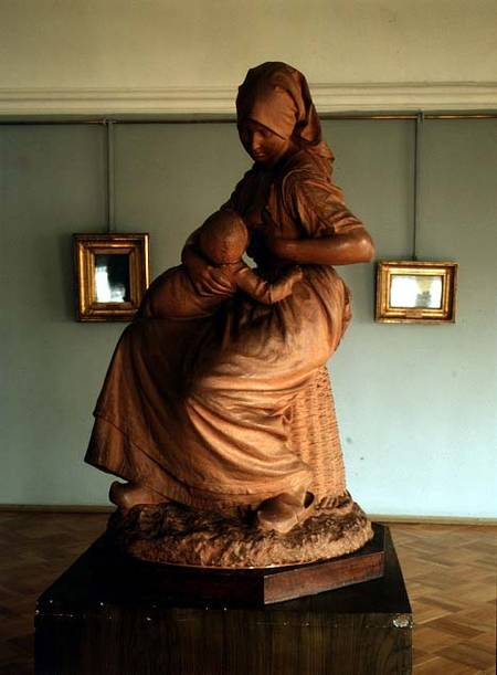Peasant Woman with her Child, sculpture von Aime Jules Aime Jules Dalou