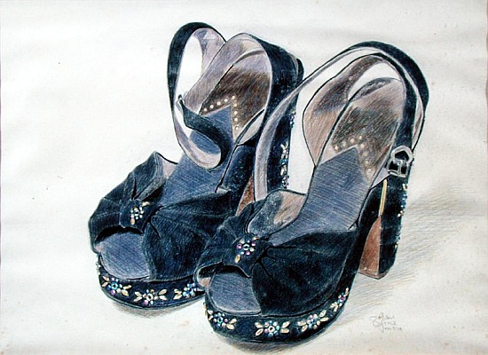 Black Suede Shoes with Beads von Alan  Byrne