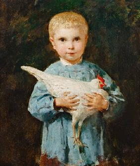 Maurice Anker mit Huhn 1877
