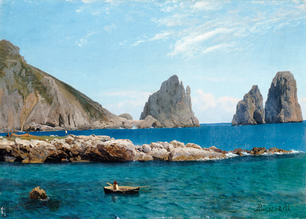 Rowing Off The Rocks. von Albert Bierstadt